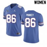 Women's Florida Gators #86 Jordan Pouncey NCAA Nike Blue Authentic Stitched College Football Jersey JRW2462OA